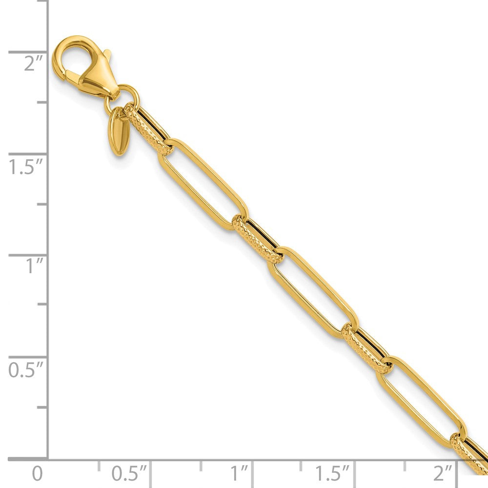 14K Polished/Textured Fancy Link Bracelet