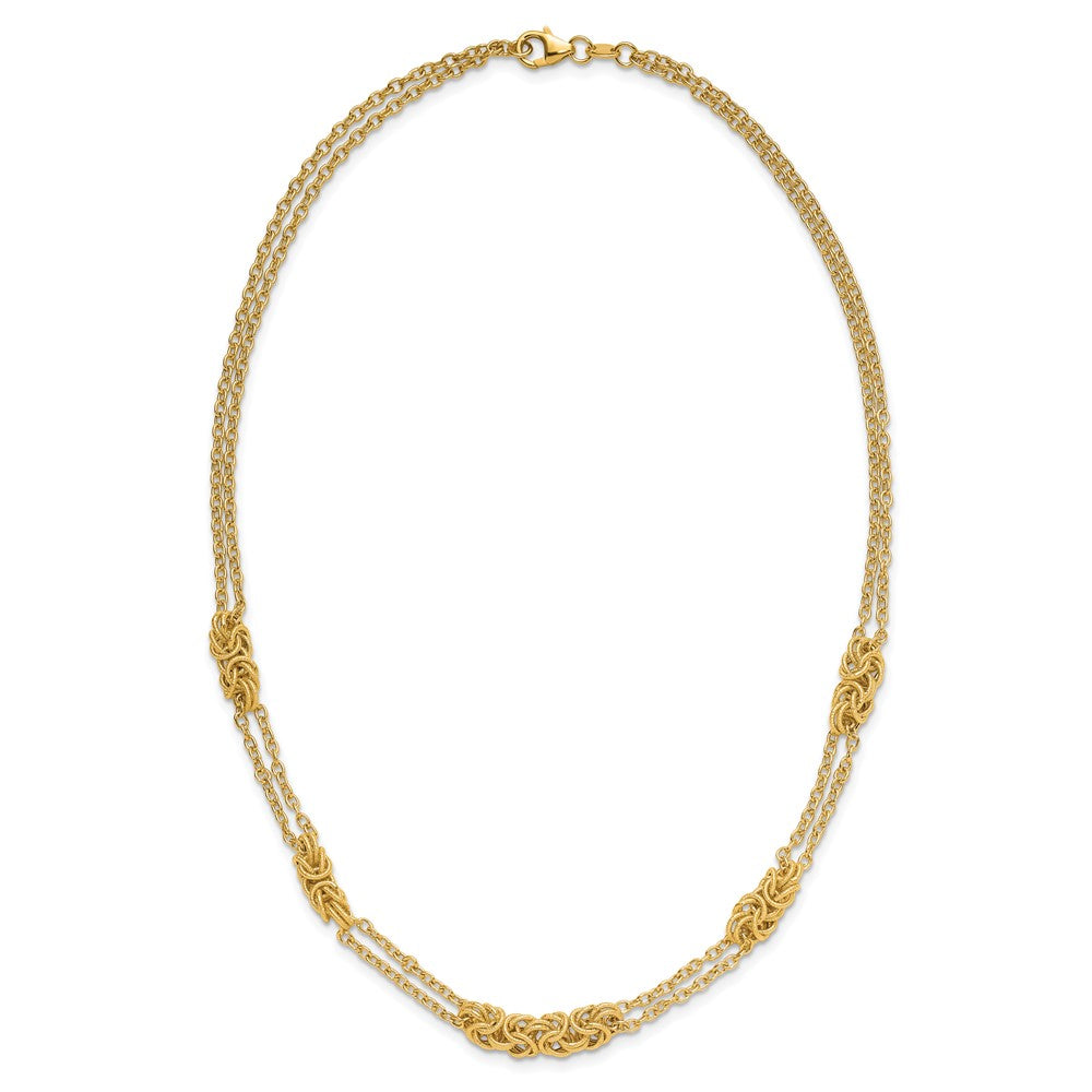 14K Polished and Textured Multi-strand Necklace