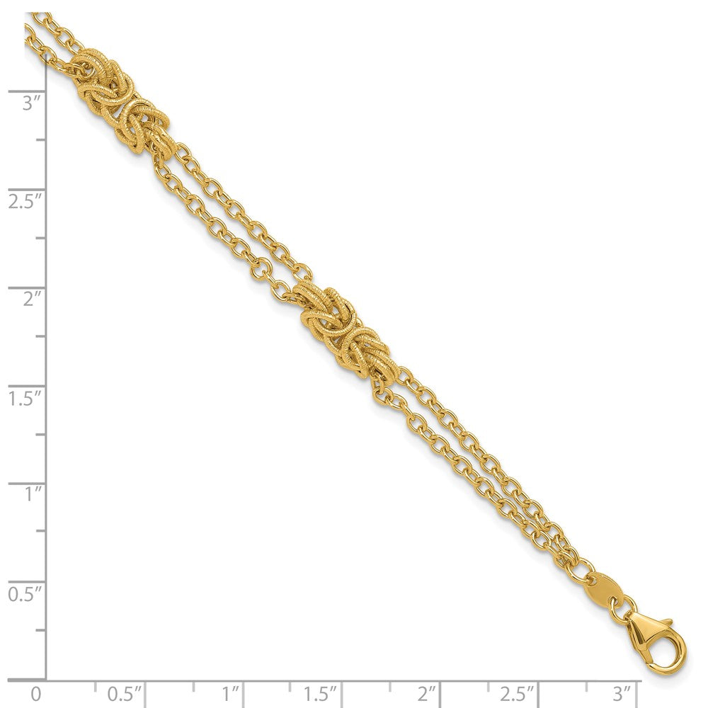 14K Polished and Textured Multi-strand Bracelet