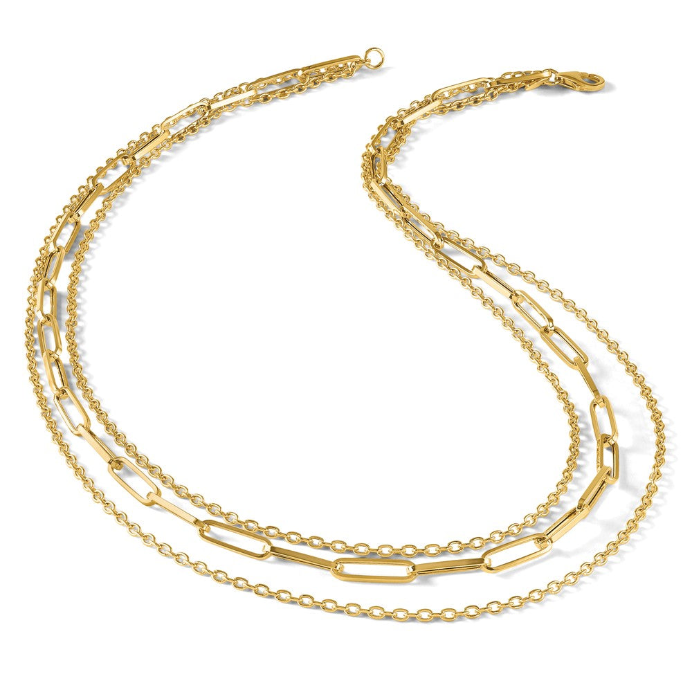 14K Polished 3-strand Fancy Link Necklace