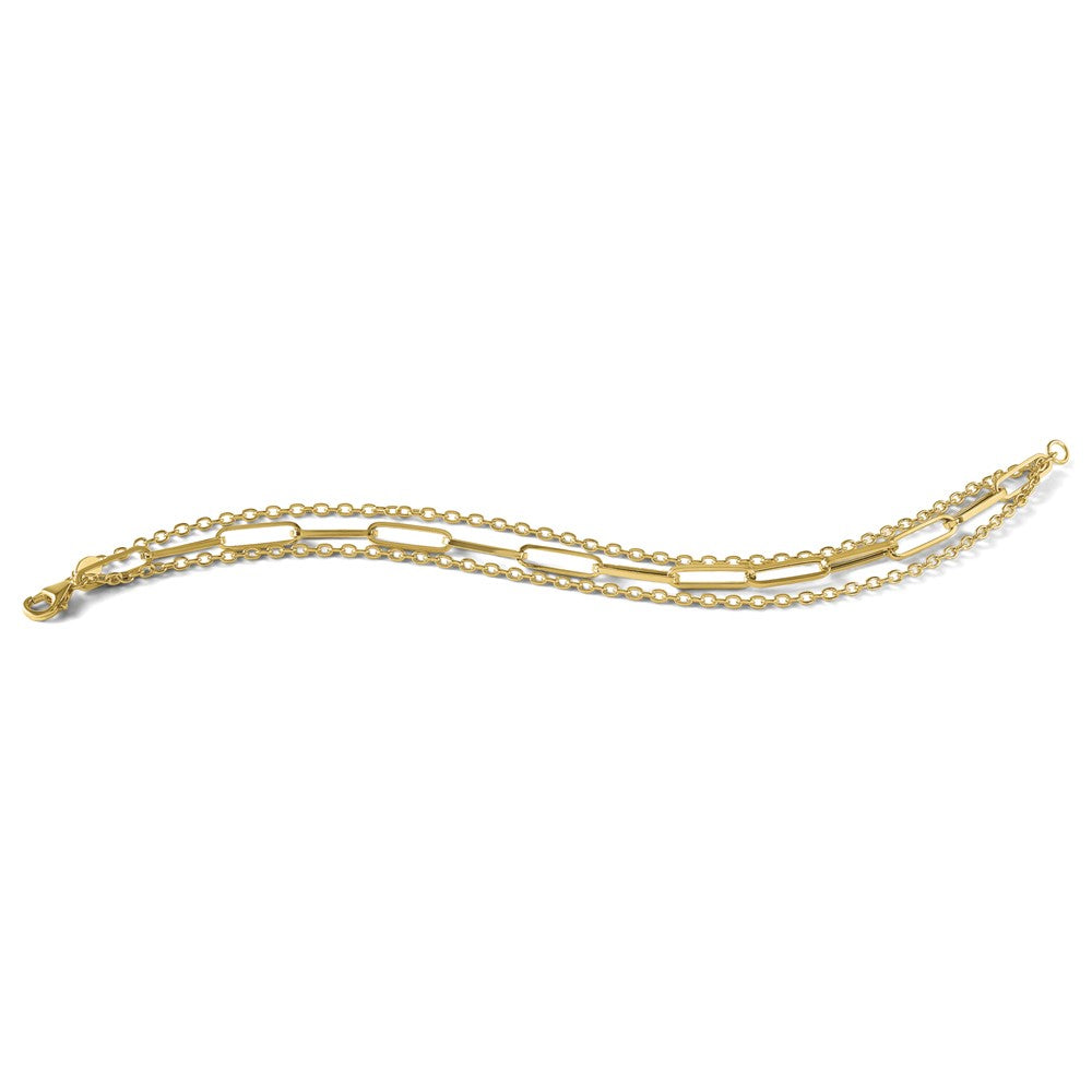 14K Polished 3-strand Fancy Link Bracelet