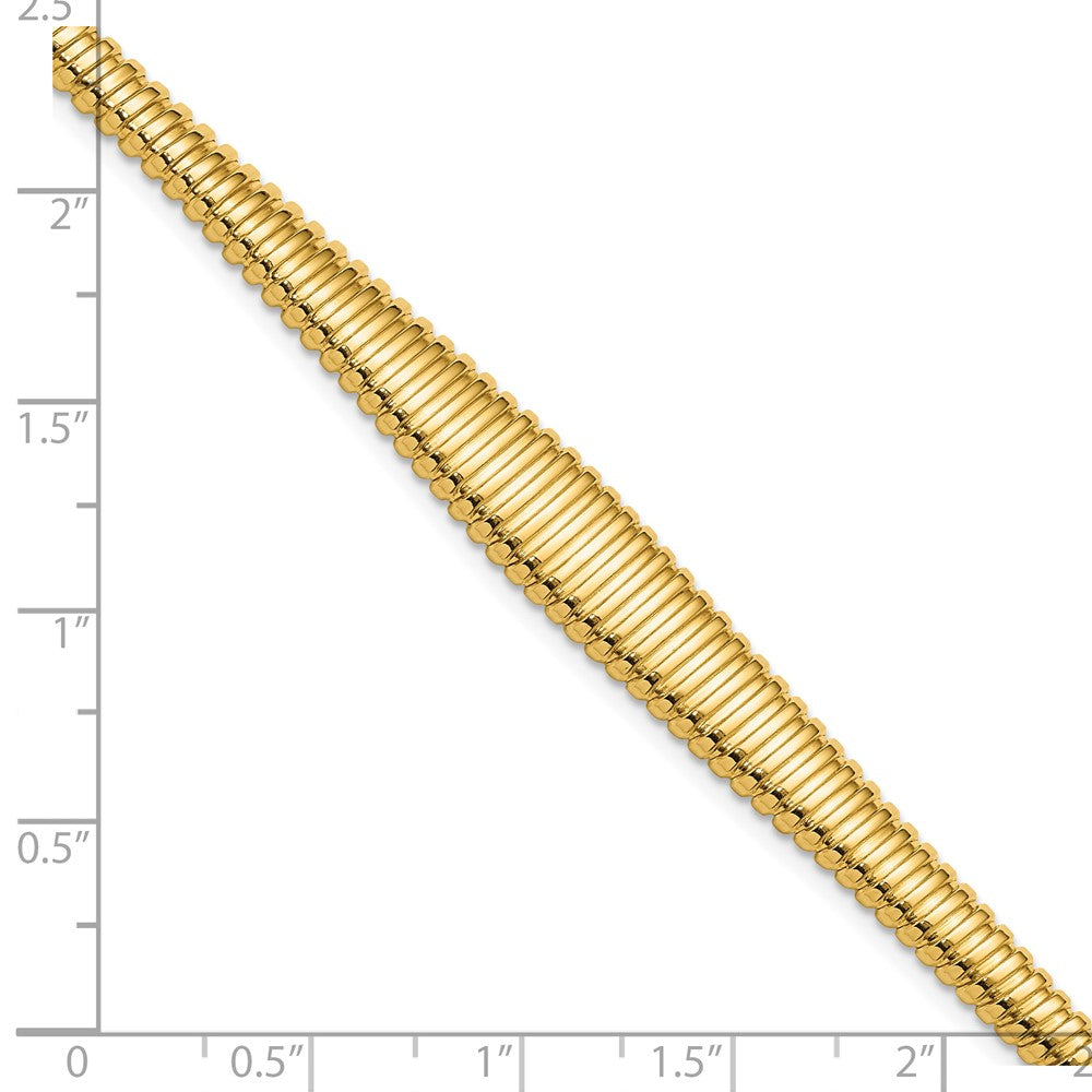 14K Polished Ridged Graduated Bracelet