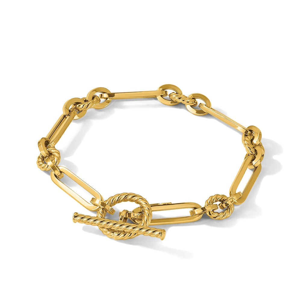 14K Polished Fancy Link Toggle Bracelet