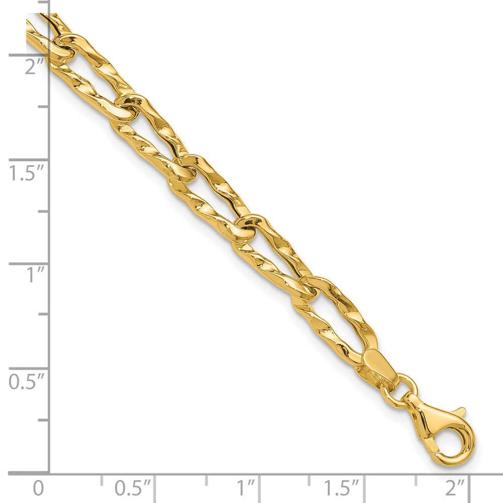 14K Polished and Hammered Fancy Link Bracelet