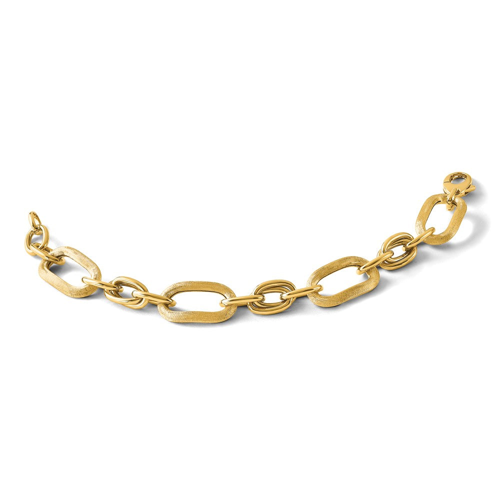 14K Polished and Satin Fancy Link Bracelet