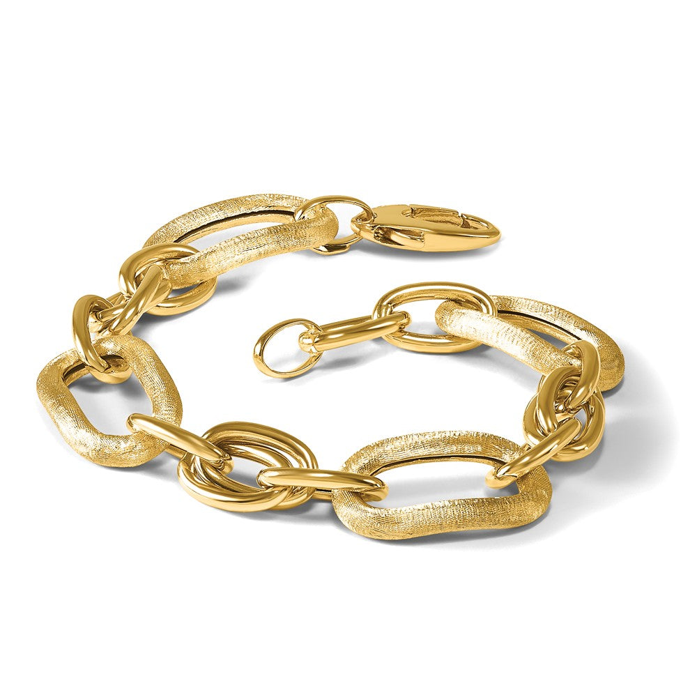 14K Polished and Satin Fancy Link Bracelet
