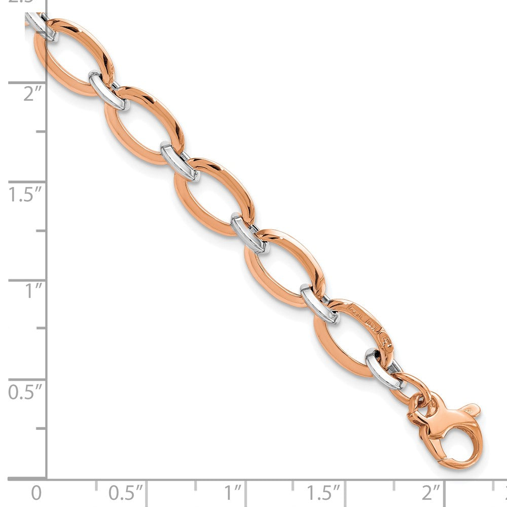 14K White and Rose Gold Polished w/.5in ext. Bracelet