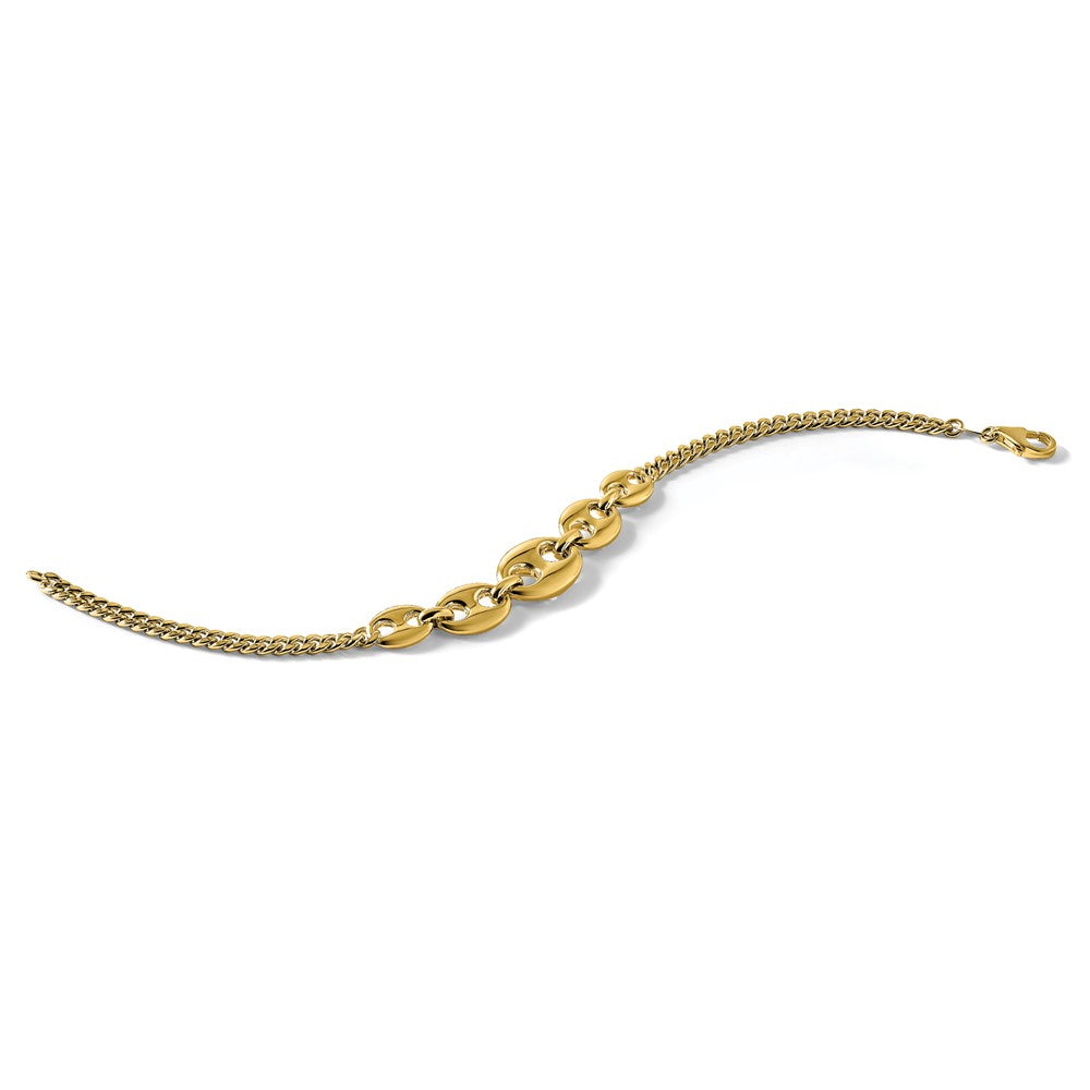 14K Polished Fancy Curb Link Bracelet