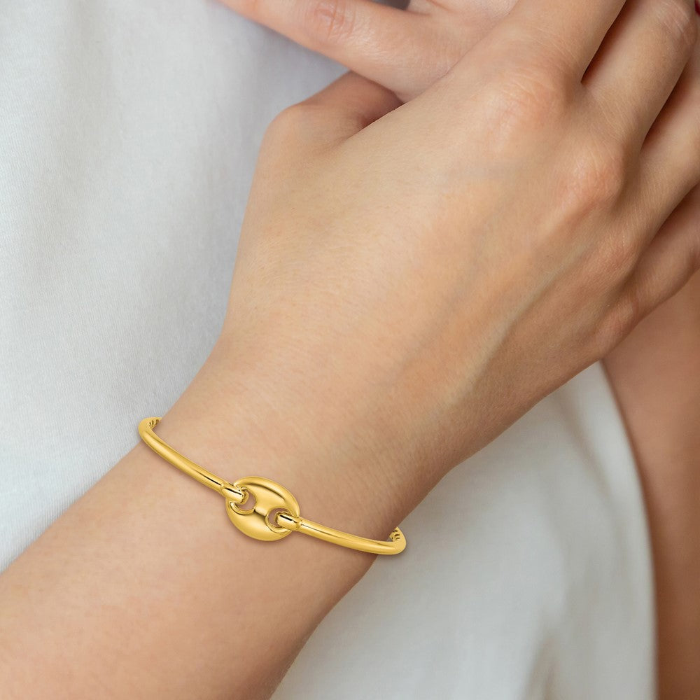 14K Polished Hollow Hinged Bangle