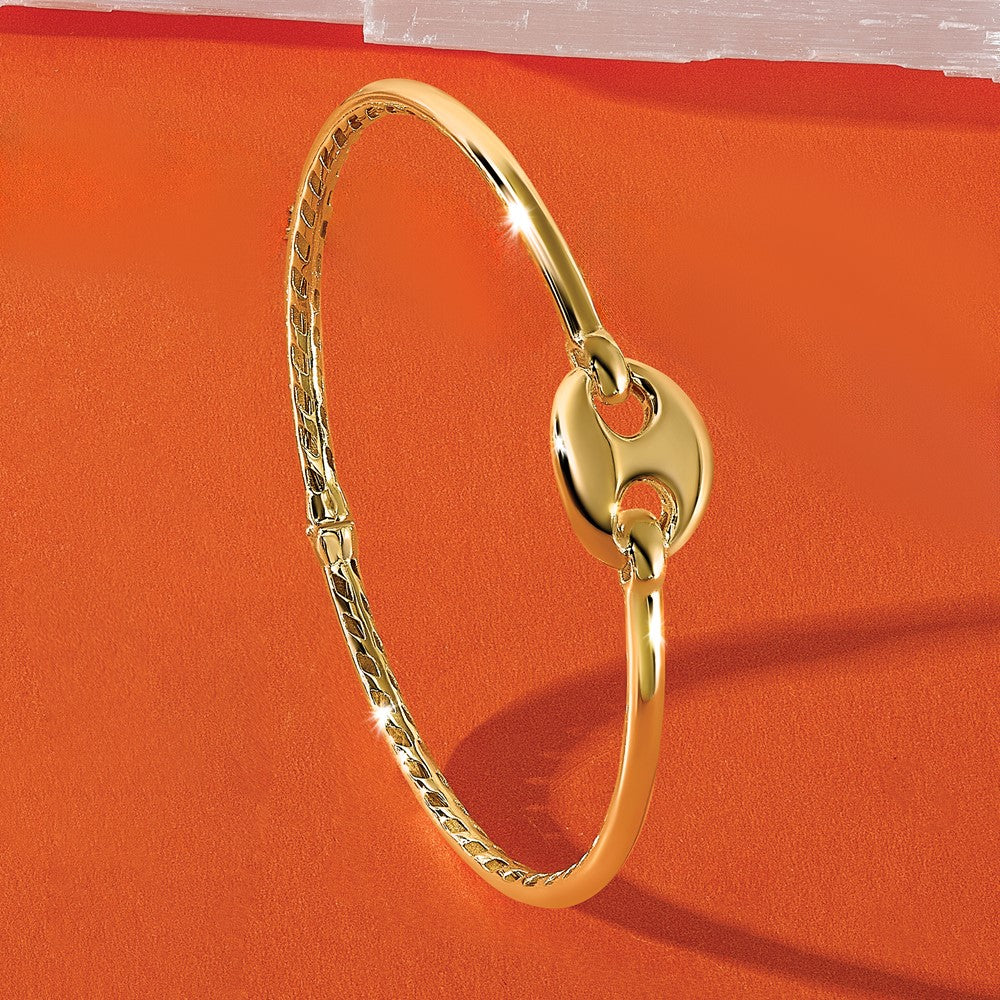 14K Polished Hollow Hinged Bangle