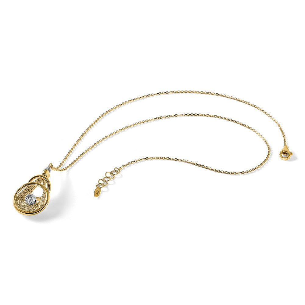 14K TT Polish/Dia-cut Fancy Teardrop w/.5in ext. Necklace