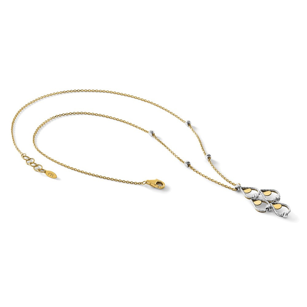 14K TT Polished / Dia-cut Chandelier w/.5in ext. Necklace