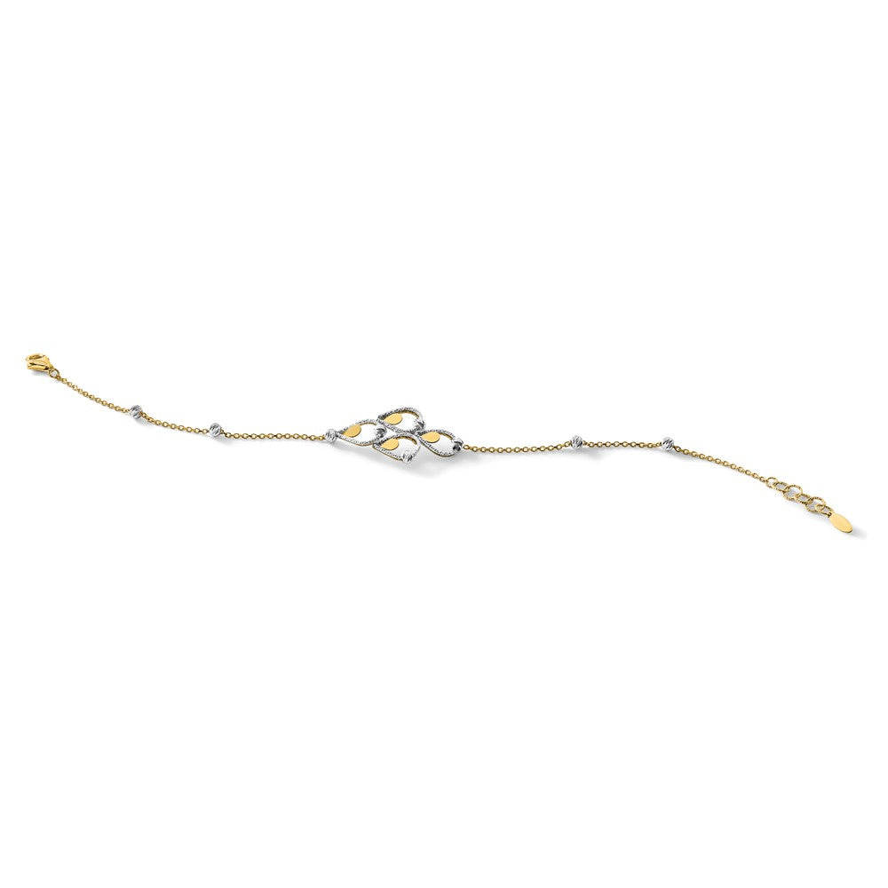 14K TT Polished / Dia-cut Fancy Bracelet w/.5in ext. Bracelet