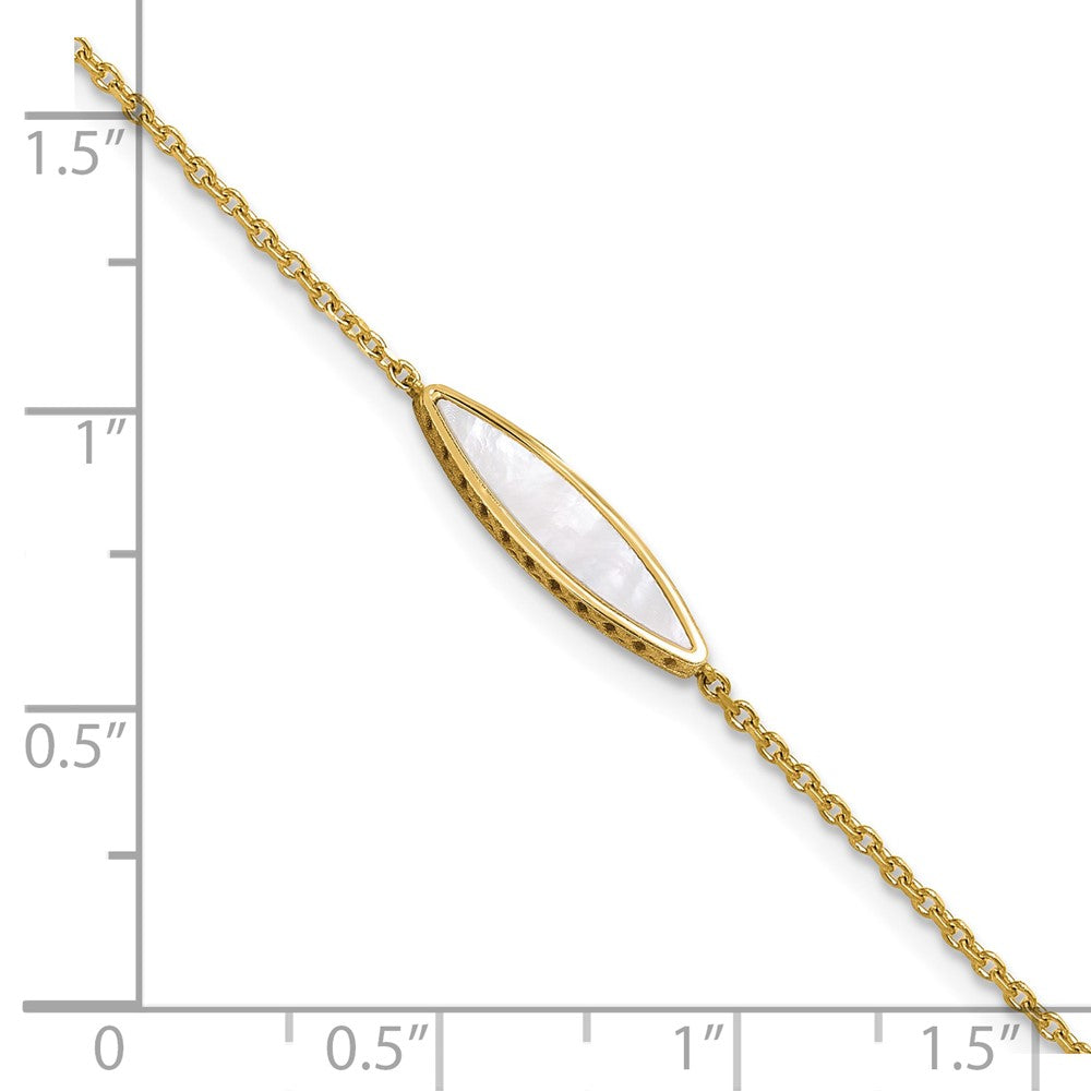 14K Polished Mother of Pearl w/1in ext. Bracelet