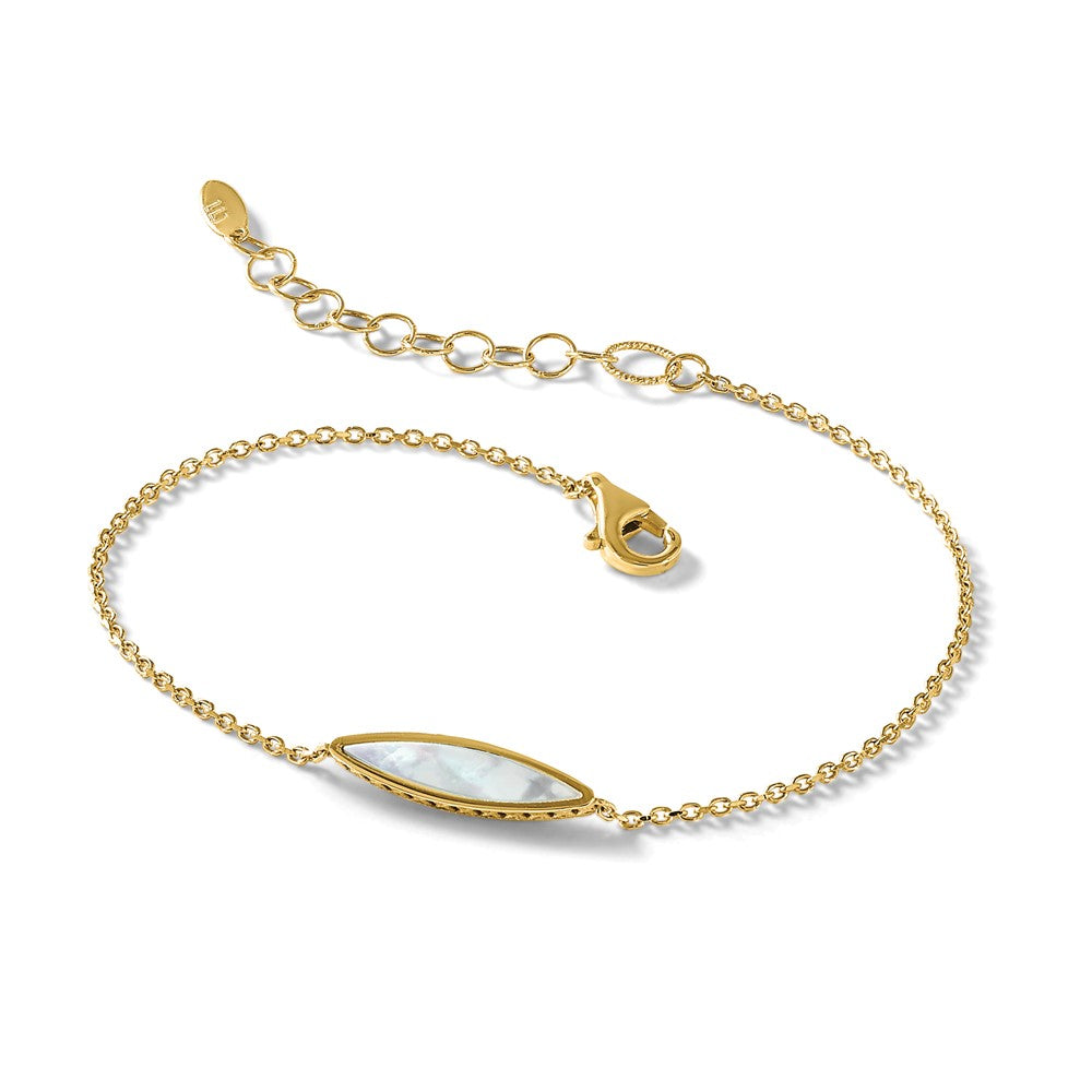 14K Polished Mother of Pearl w/1in ext. Bracelet