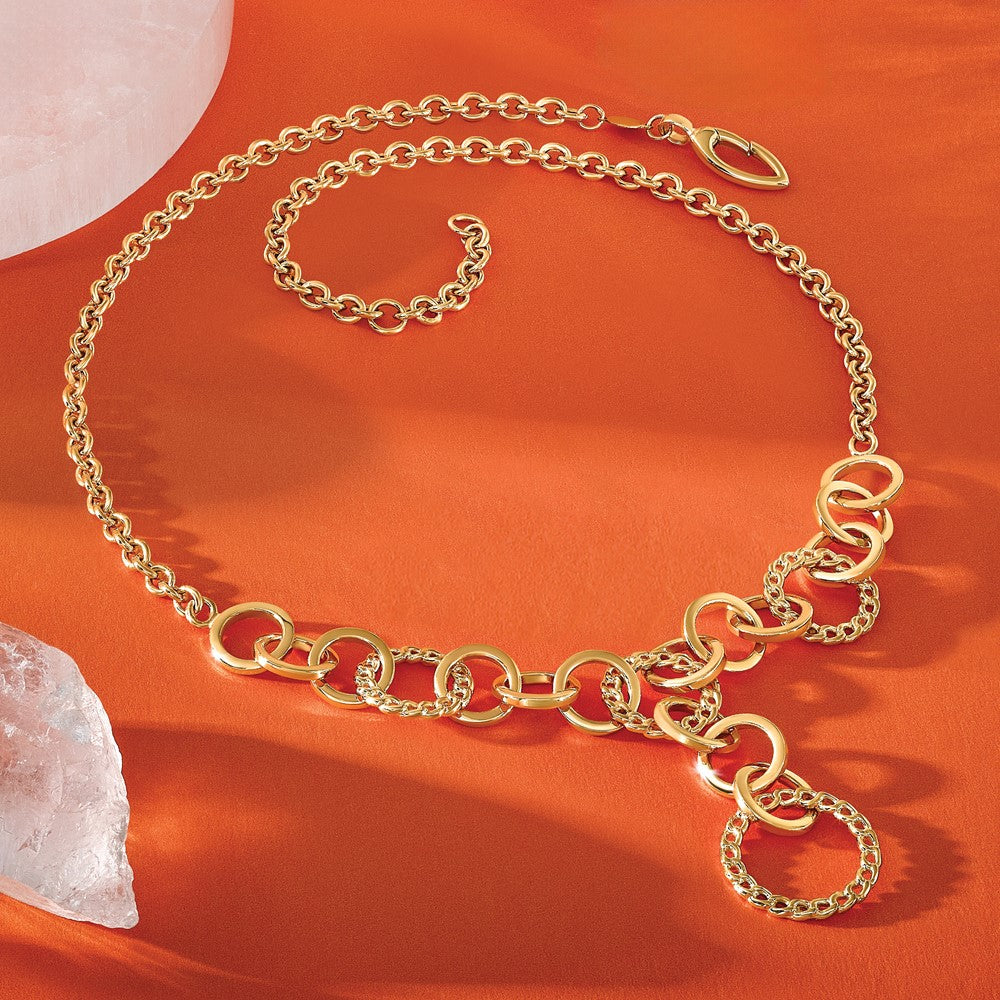 14K Polished Circles Y-Drop w/1in ext. Necklace