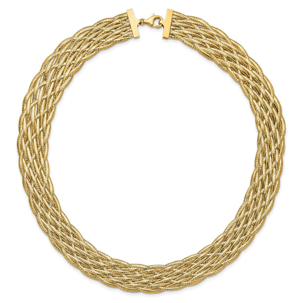 14K Polished Braided Mesh Necklace