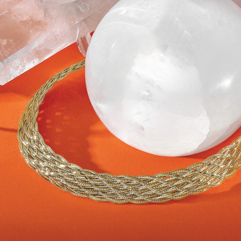 14K Polished Braided Mesh Necklace