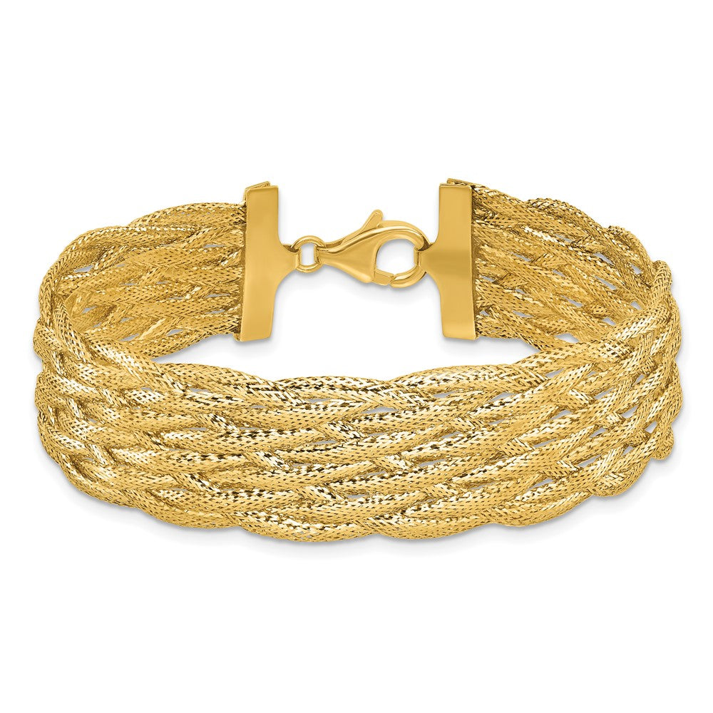 14K Polished Braided Mesh Bracelet