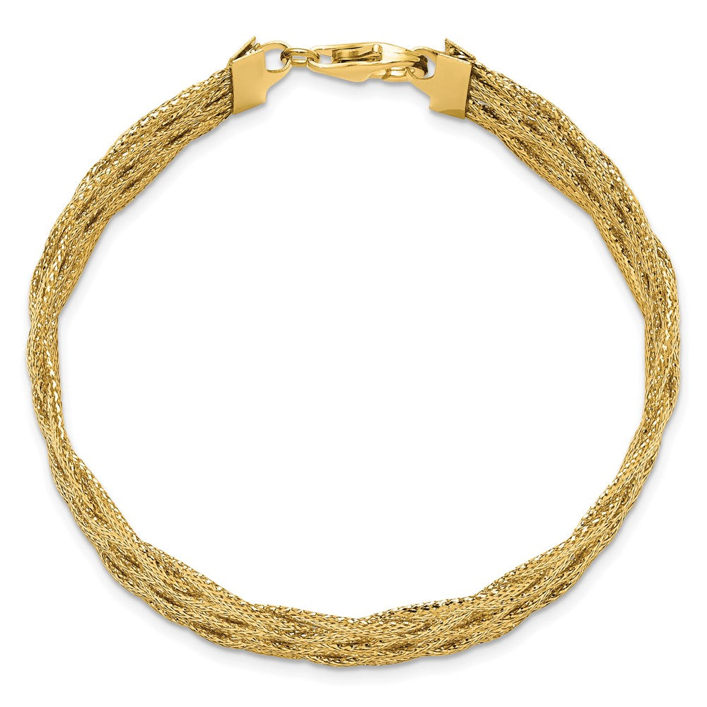 14K Polished Braided Mesh Bracelet