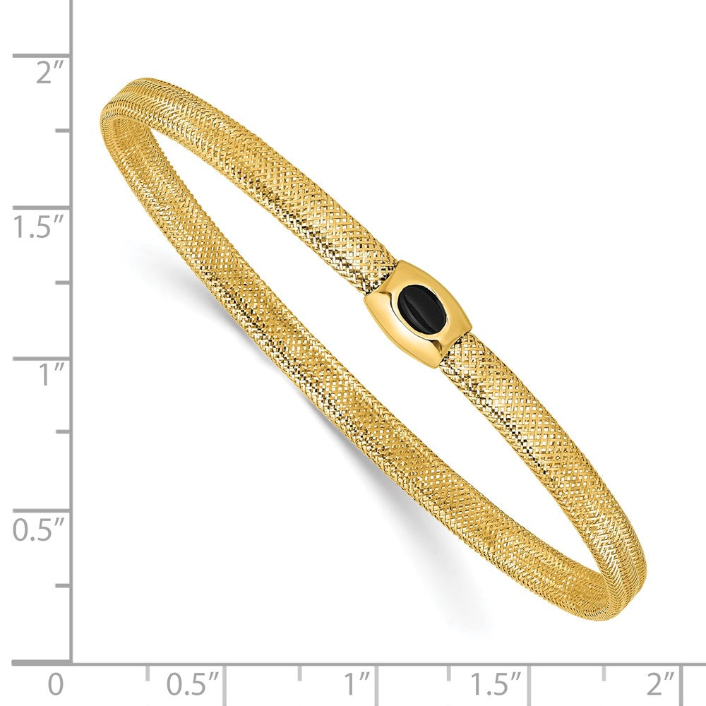 14K Polished Onyx Mesh Slip-on Stretch Bracelet