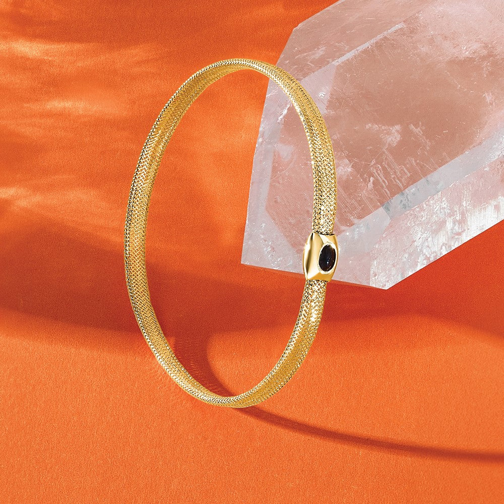 14K Polished Onyx Mesh Slip-on Stretch Bracelet