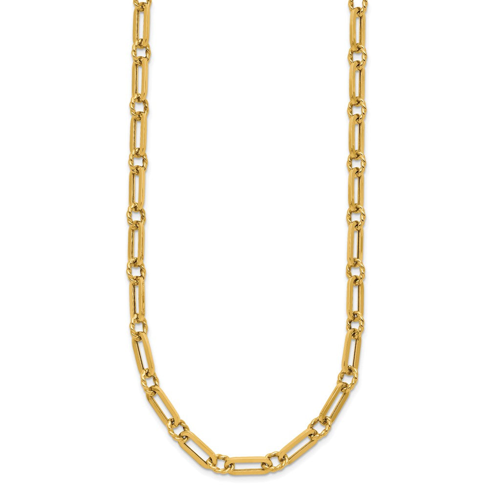 14K Polished and Twisted Fancy Link Toggle Necklace