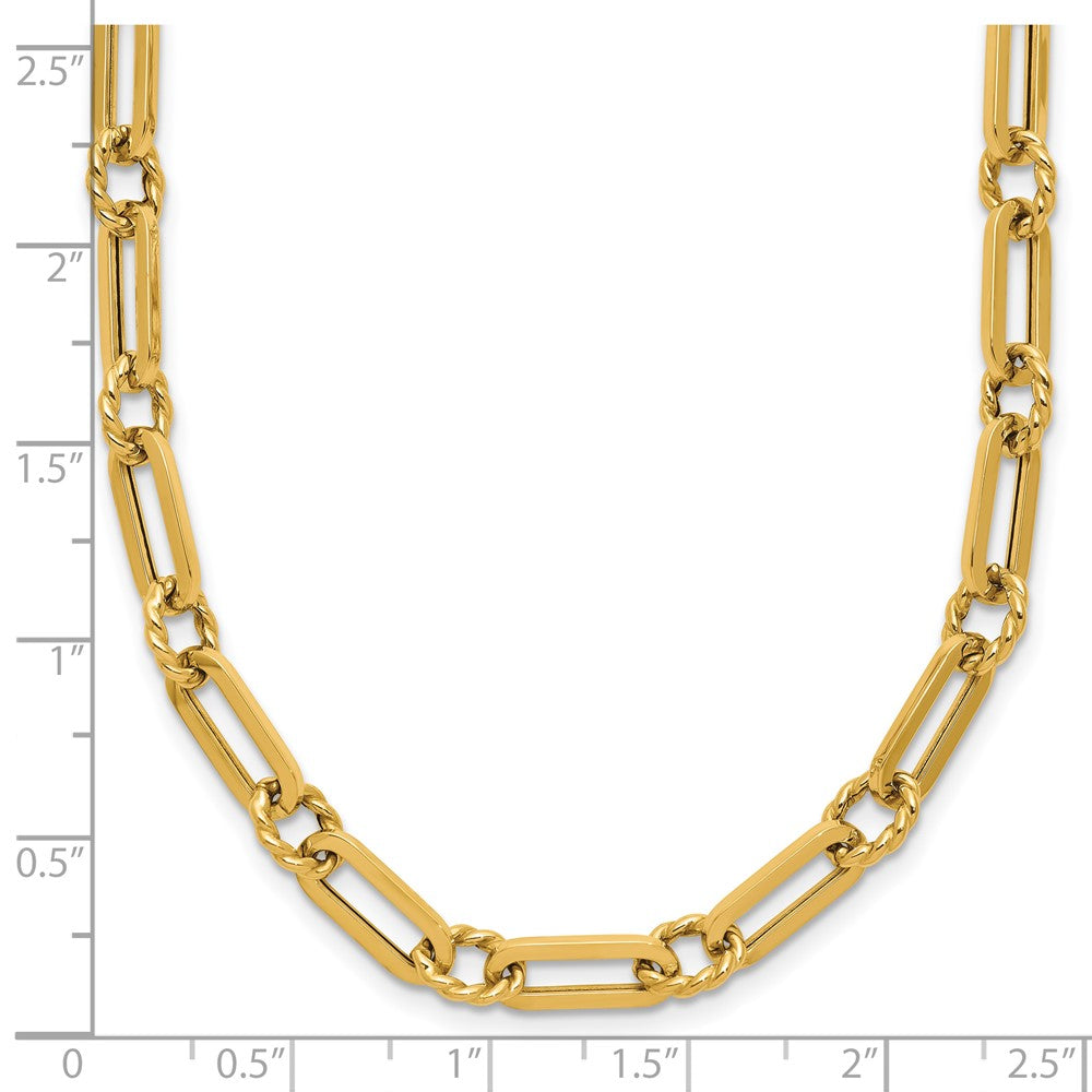 14K Polished and Twisted Fancy Link Toggle Necklace