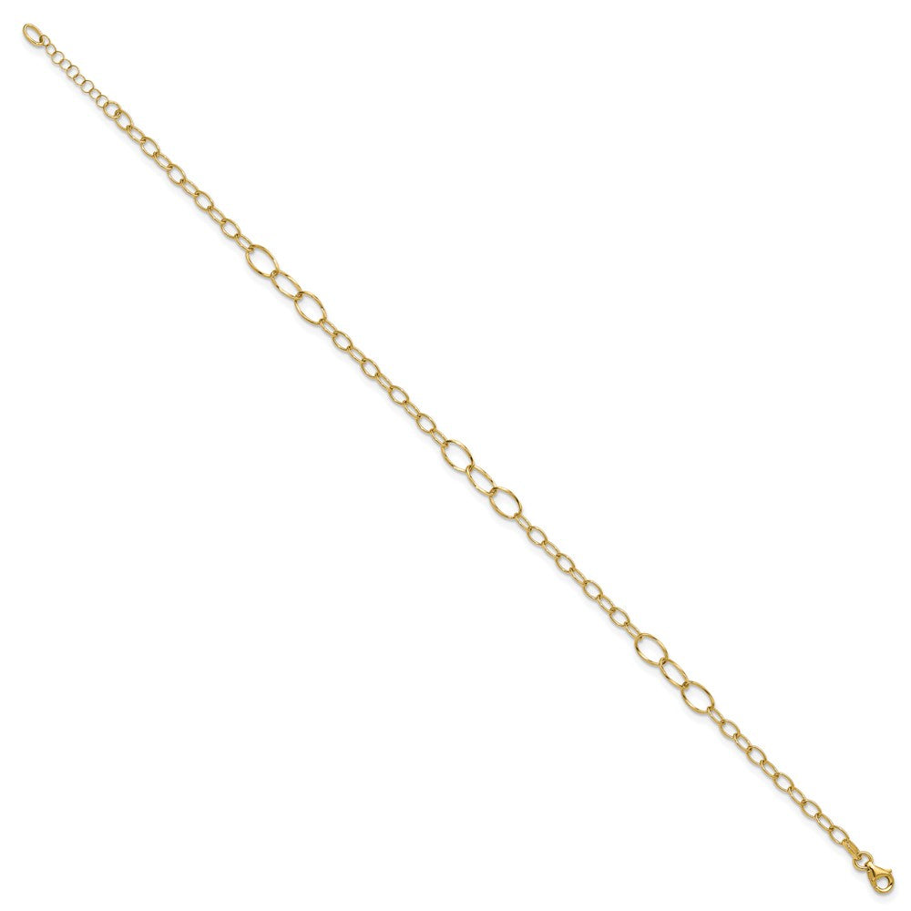 14K Oval Link 9 inch Plus 1 inch Extender - Total 10 inch Anklet