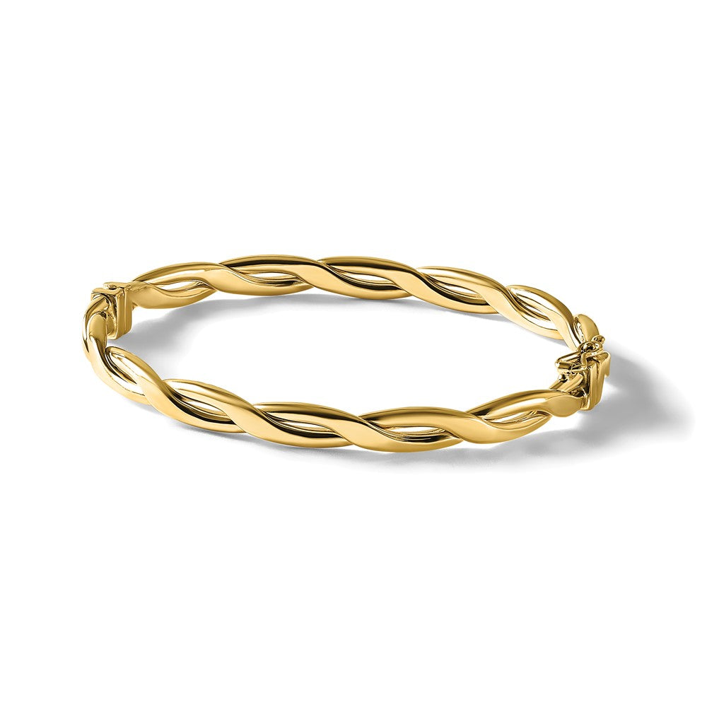 14K Polished Fancy Intertwined Hinged bangle