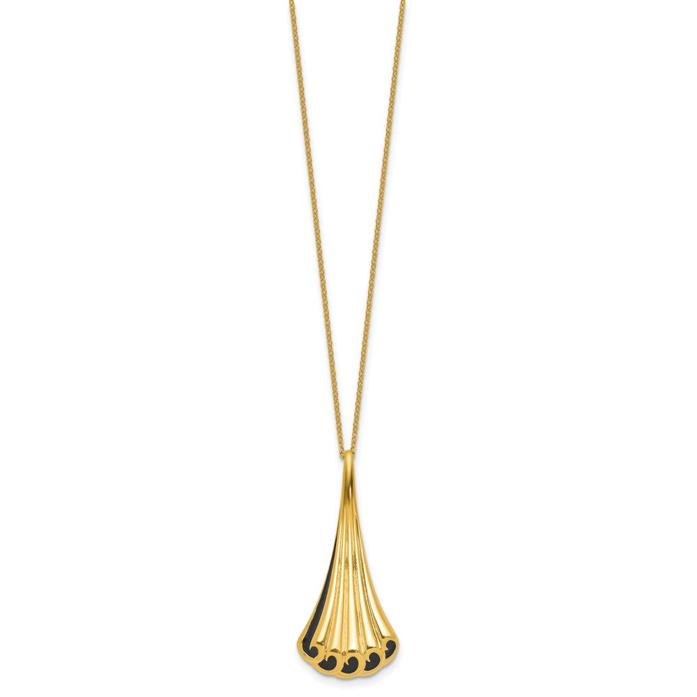14K w/Black Enamel Polished Fancy w/1.25in ext. Necklace