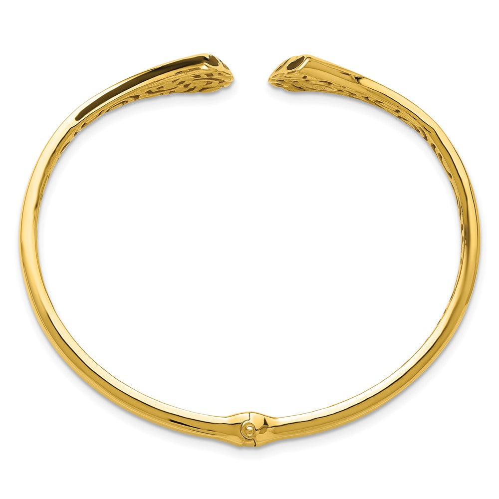 14K w/Black Enamel Polished Fancy Hinged Cuff Bangle