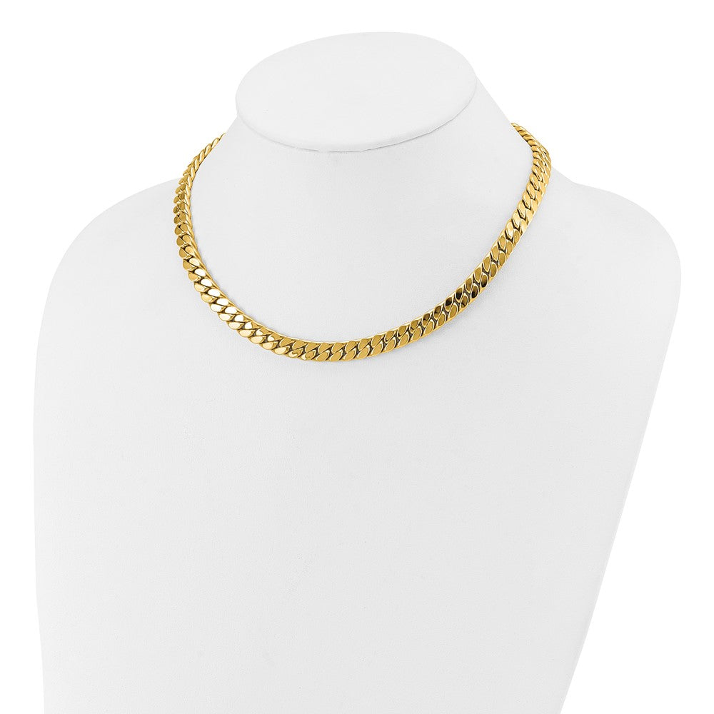 14K Two-tone CZ Polished Fancy Curb Necklace