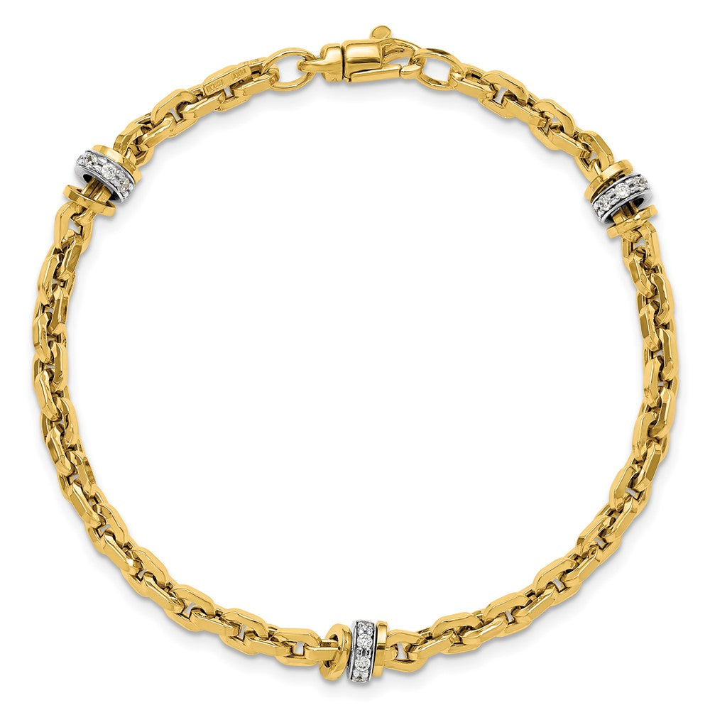 14K Two-tone CZ Polished Fancy Link Bracelet