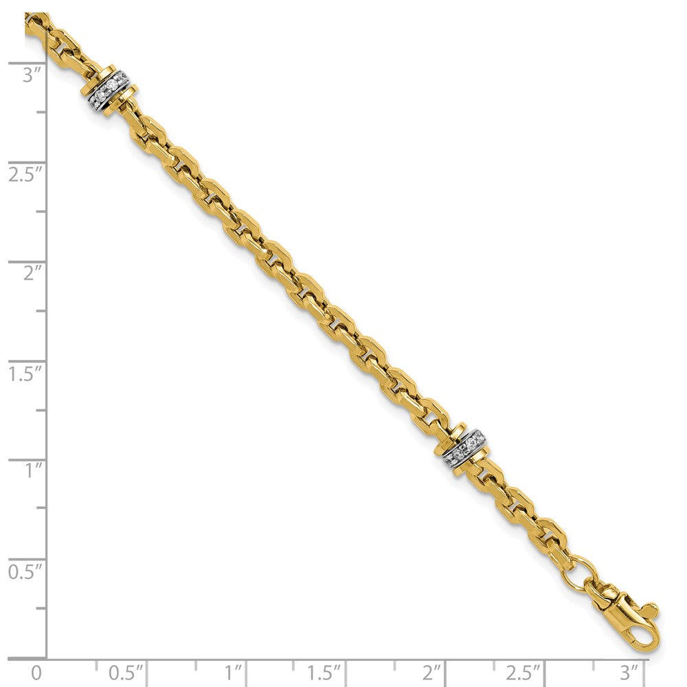 14K Two-tone CZ Polished Fancy Link Bracelet