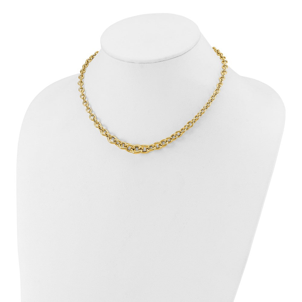 14K Polished Fancy Graduated Circle Link Necklace