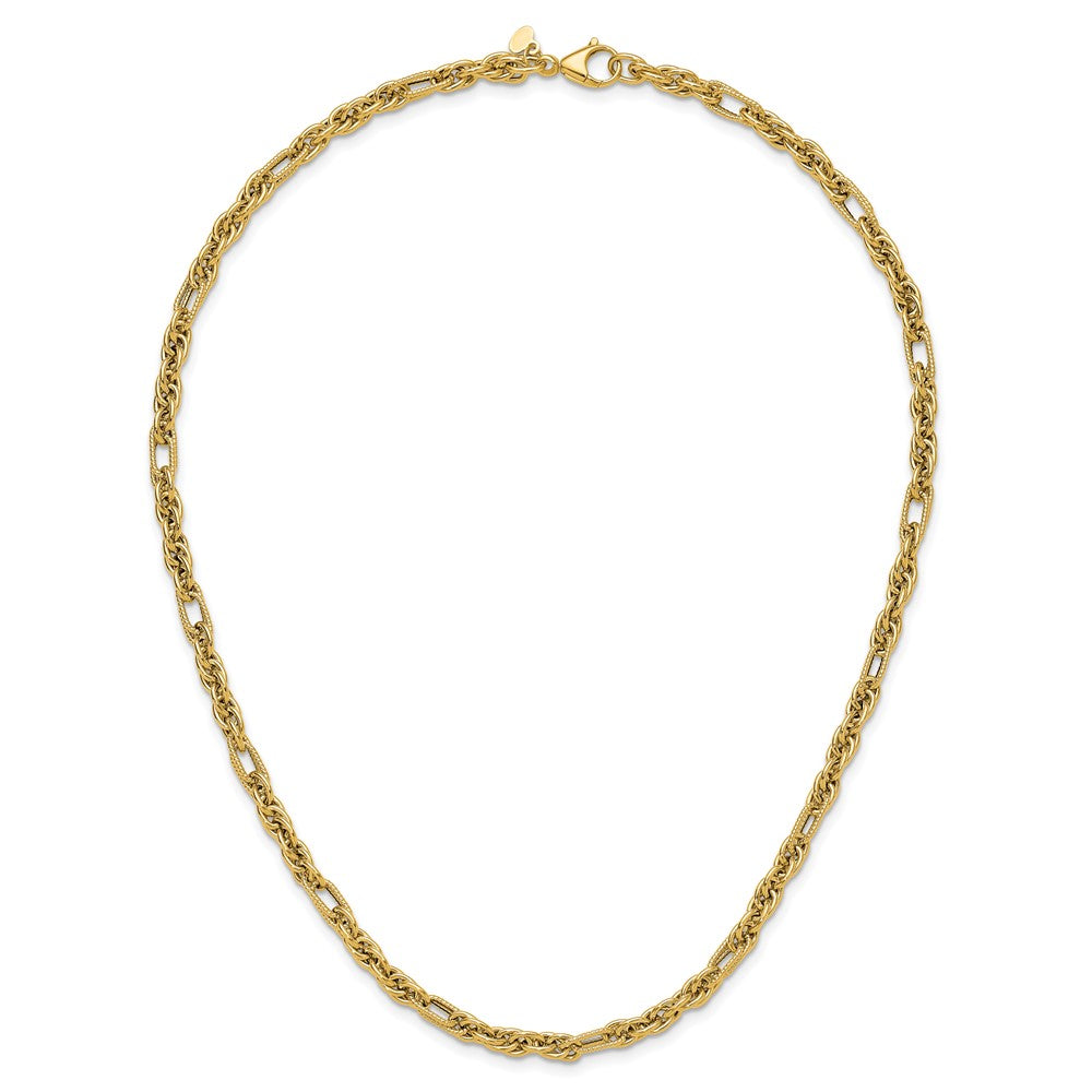 14K Polished and Textured Fancy Link Necklace