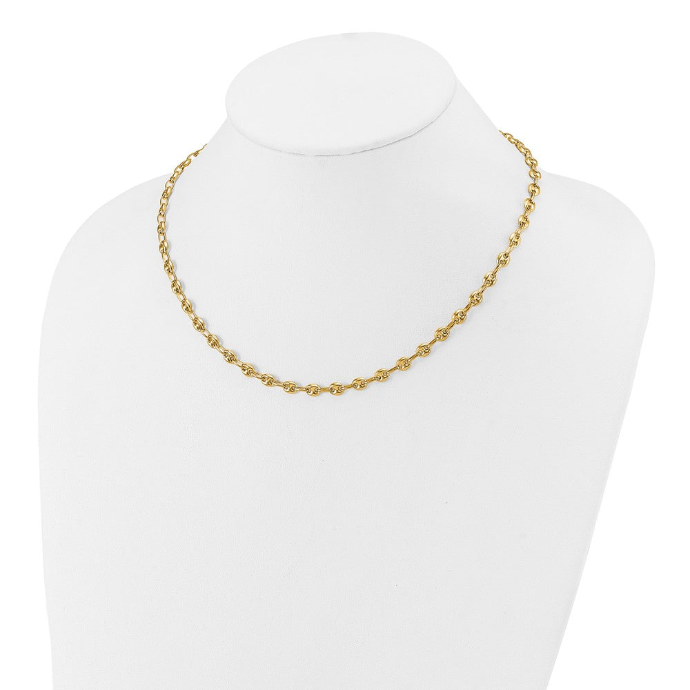 14K Polished Puffed Mariner Link Necklace