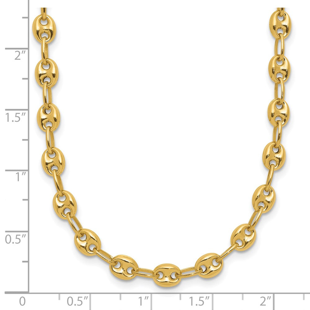 14K Polished Puffed Mariner Link Necklace