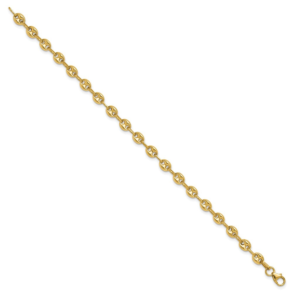 14K Polished Puffed Mariner Link Bracelet