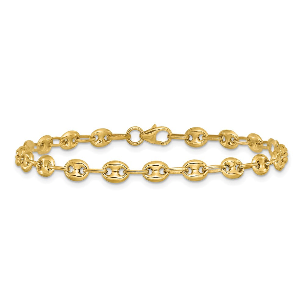 14K Polished Puffed Mariner Link Bracelet