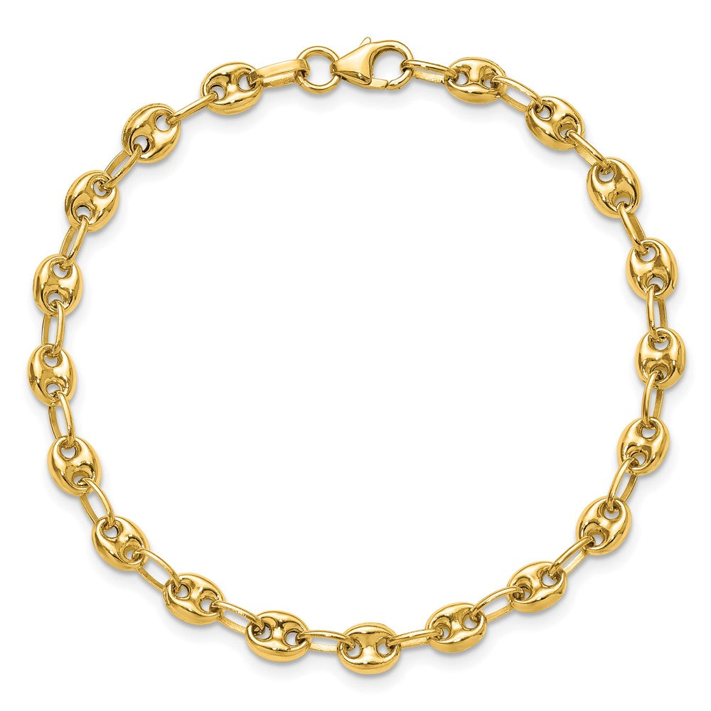 14K Polished Puffed Mariner Link Bracelet