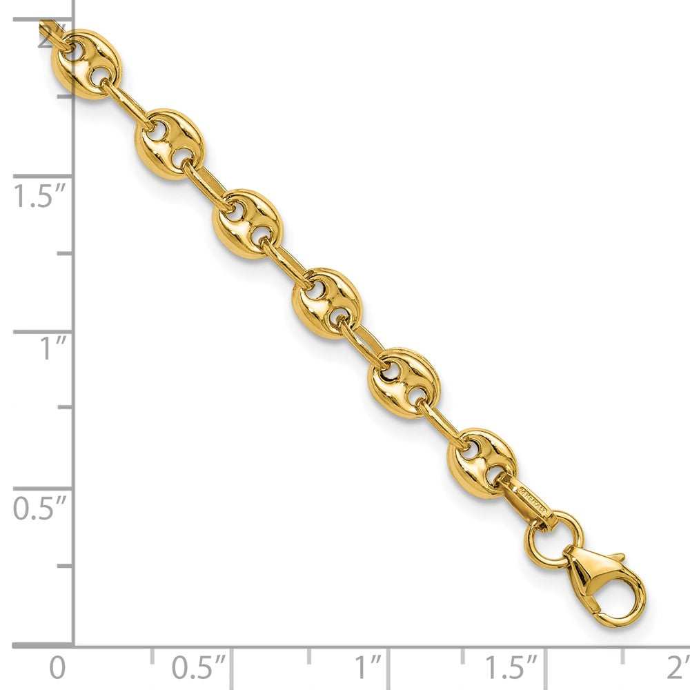 14K Polished Puffed Mariner Link Bracelet