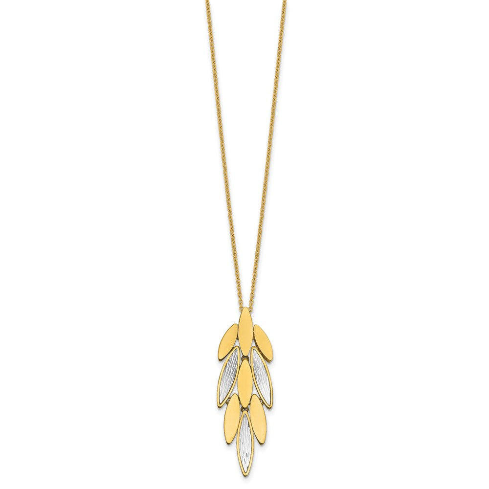 14K Two-tone Polished/Dia-cut Fancy w/1in ext. Necklace