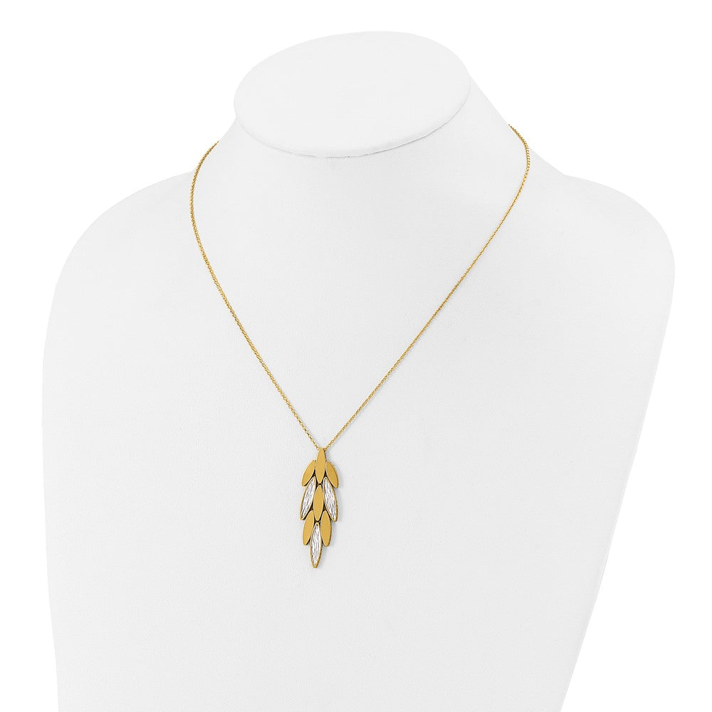 14K Two-tone Polished/Dia-cut Fancy w/1in ext. Necklace