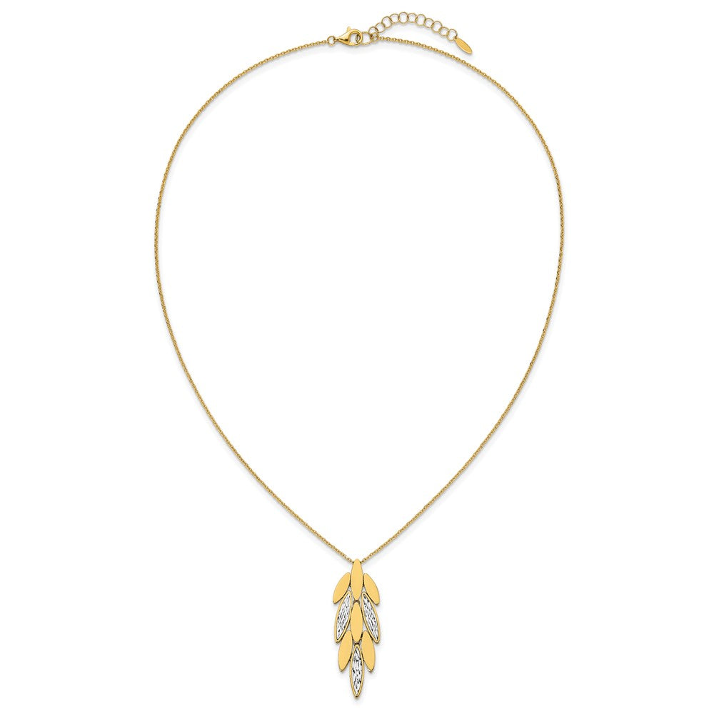 14K Two-tone Polished/Dia-cut Fancy w/1in ext. Necklace
