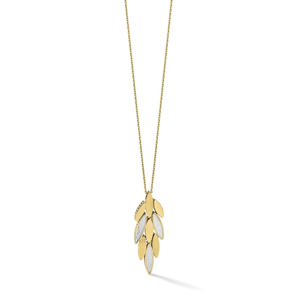 14K Two-tone Polished/Dia-cut Fancy w/1in ext. Necklace
