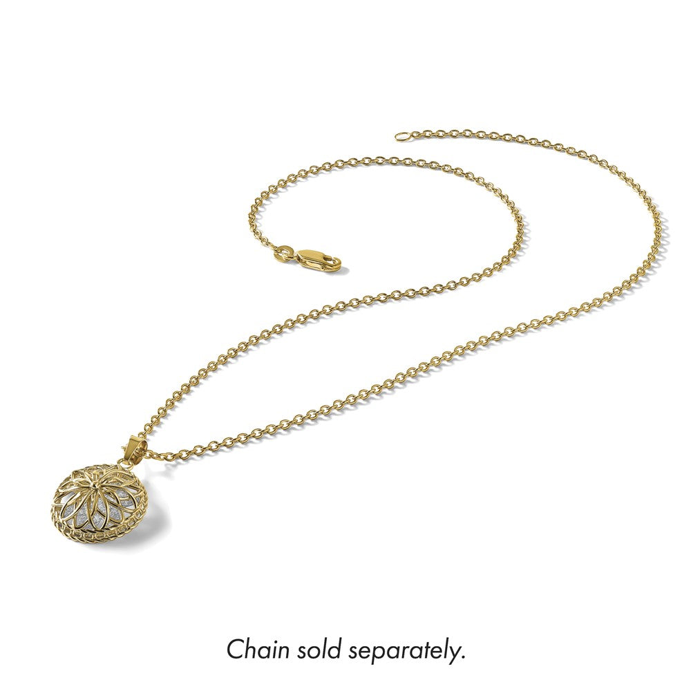 14K Two-tone Polished and Diamond-cut Fancy Pendant