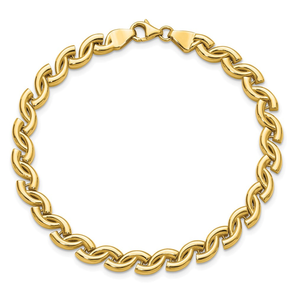 14K Polished Fancy Wave Link Bracelet