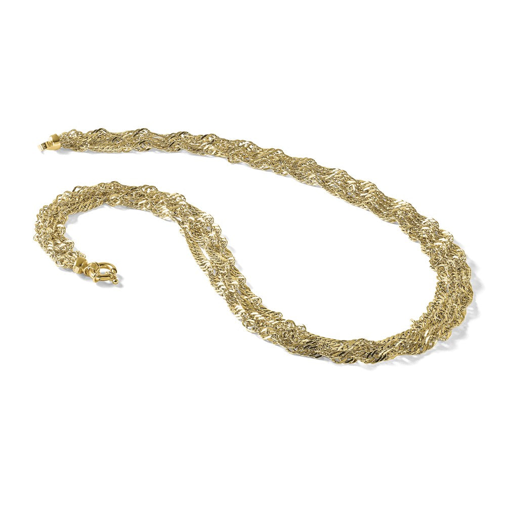 14K Polished/Diamond-cut Multi-strand Singapore Necklace